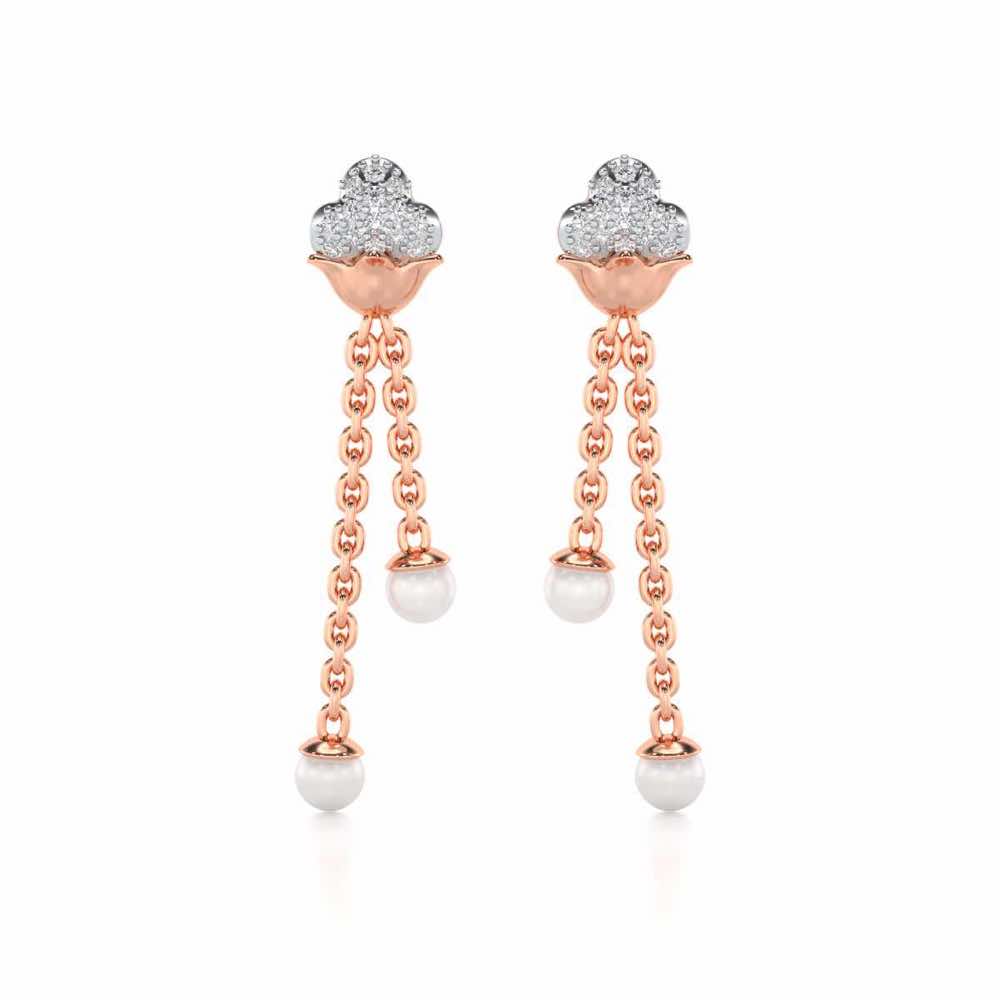 Cloud Silver Dangler Earrings - Rose Gold - Image 1
