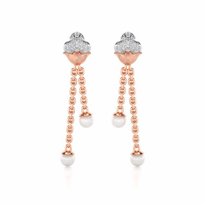 Cloud Silver Dangler Earrings - Rose Gold - Image 1