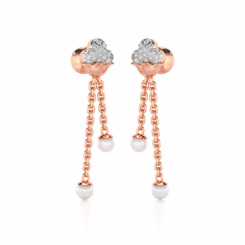 Cloud Silver Dangler Earrings - Rose Gold - Image 2