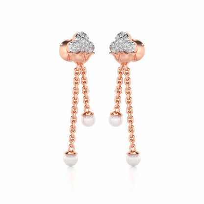 Cloud Silver Dangler Earrings - Rose Gold - Image 2
