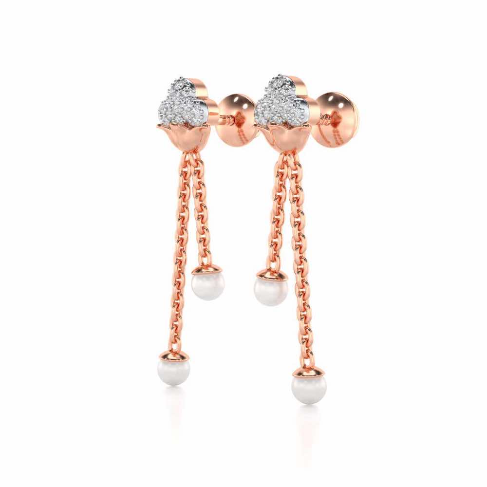 Cloud Silver Dangler Earrings - Rose Gold - Image 3