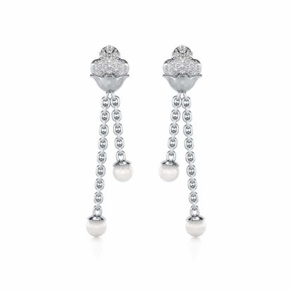 Cloud Silver Dangler Earrings - White Gold - Image 1