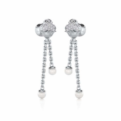 Cloud Silver Dangler Earrings - White Gold - Image 2