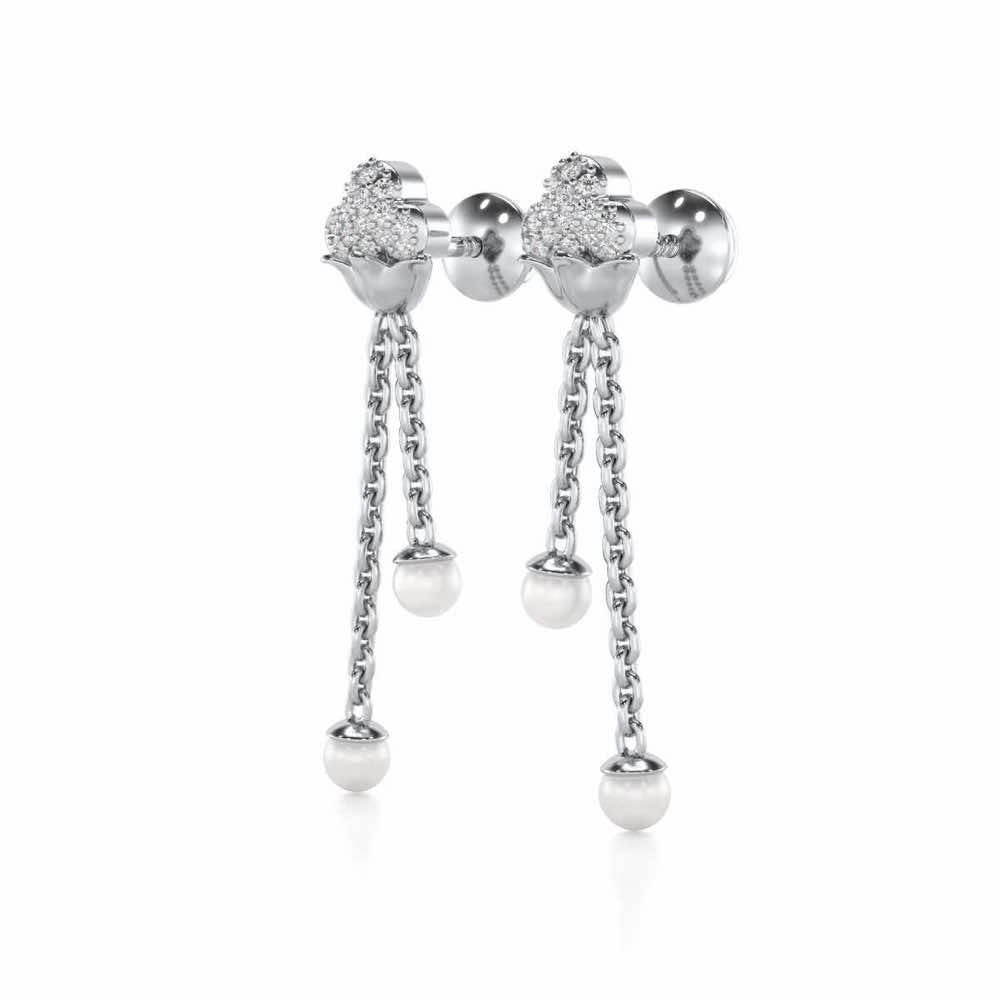 Cloud Silver Dangler Earrings - White Gold - Image 3