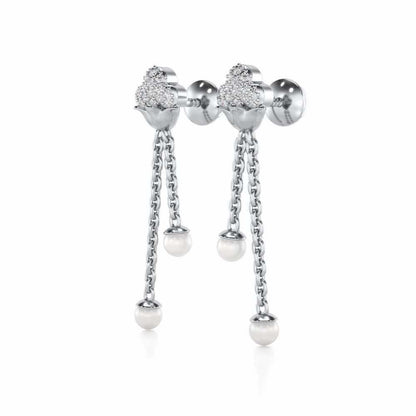 Cloud Silver Dangler Earrings - White Gold - Image 3
