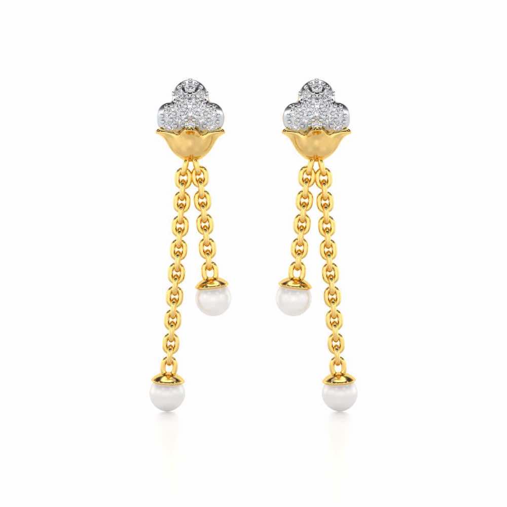 Cloud Silver Dangler Earrings - Yellow Gold - Image 1