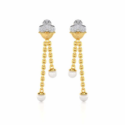 Cloud Silver Dangler Earrings - Yellow Gold - Image 1