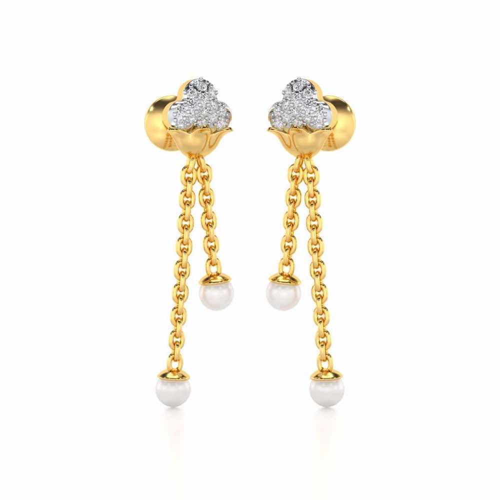 Cloud Silver Dangler Earrings - Yellow Gold - Image 2