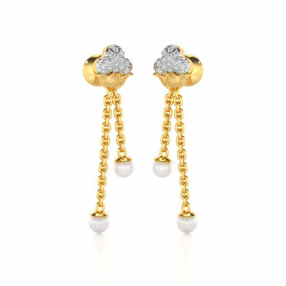 Cloud Silver Dangler Earrings - Yellow Gold - Image 2