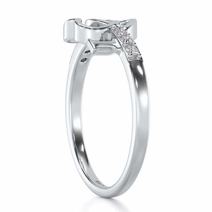 Clung Heart Silver Ring - White Gold - Image 3