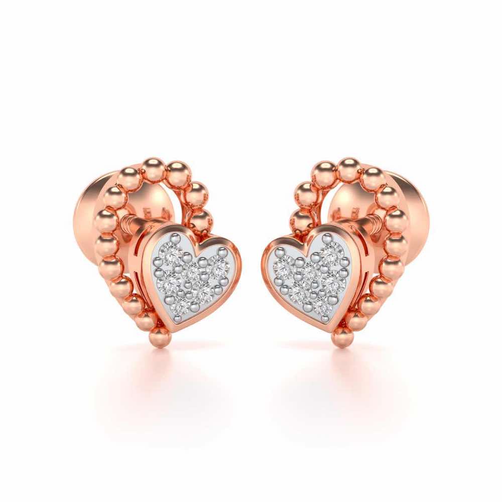 Clutched Heart Silver Earrings - Rose Gold - Image 2