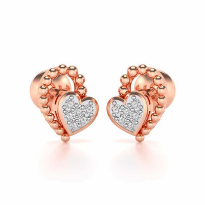 Clutched Heart Silver Earrings - Rose Gold - Image 2