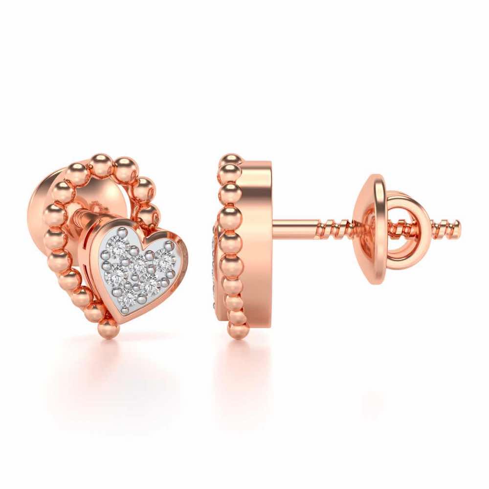 Clutched Heart Silver Earrings - Rose Gold - Image 4