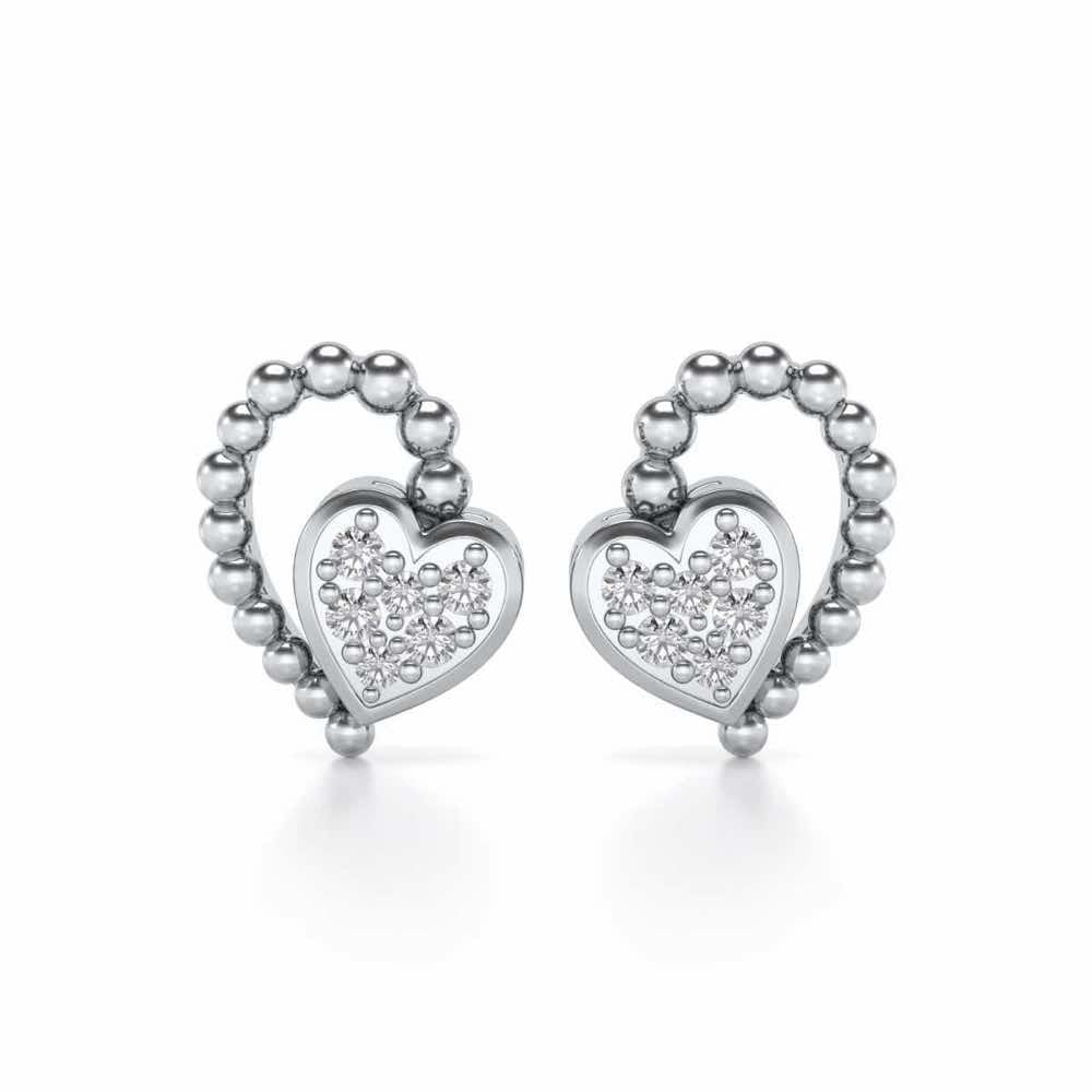 Clutched Heart Silver Earrings - White Gold - Image 1