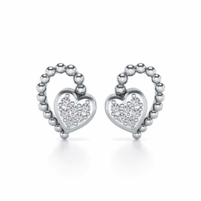 Clutched Heart Silver Earrings - White Gold - Image 1