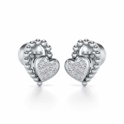 Clutched Heart Silver Earrings - White Gold - Image 2