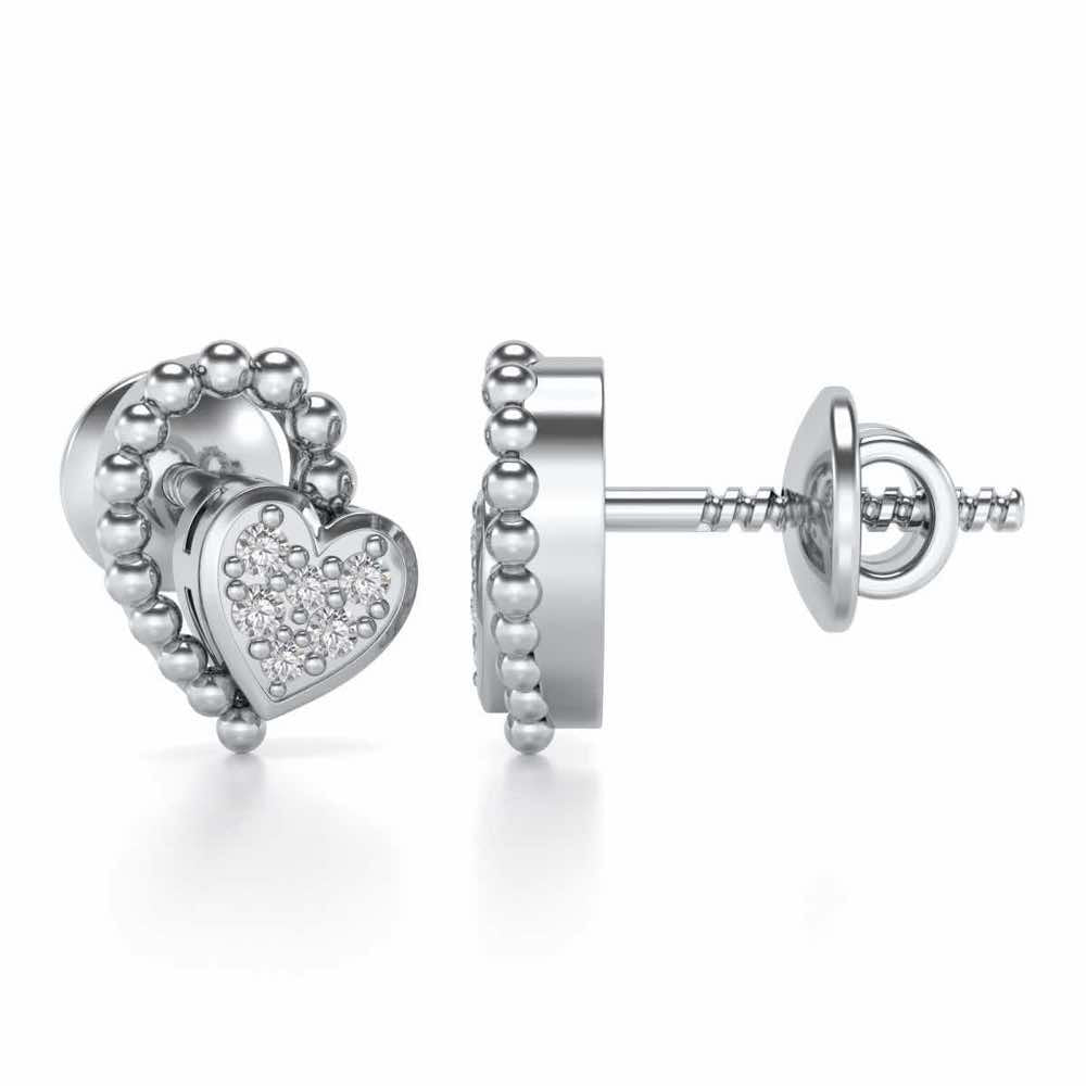 Clutched Heart Silver Earrings - White Gold - Image 4
