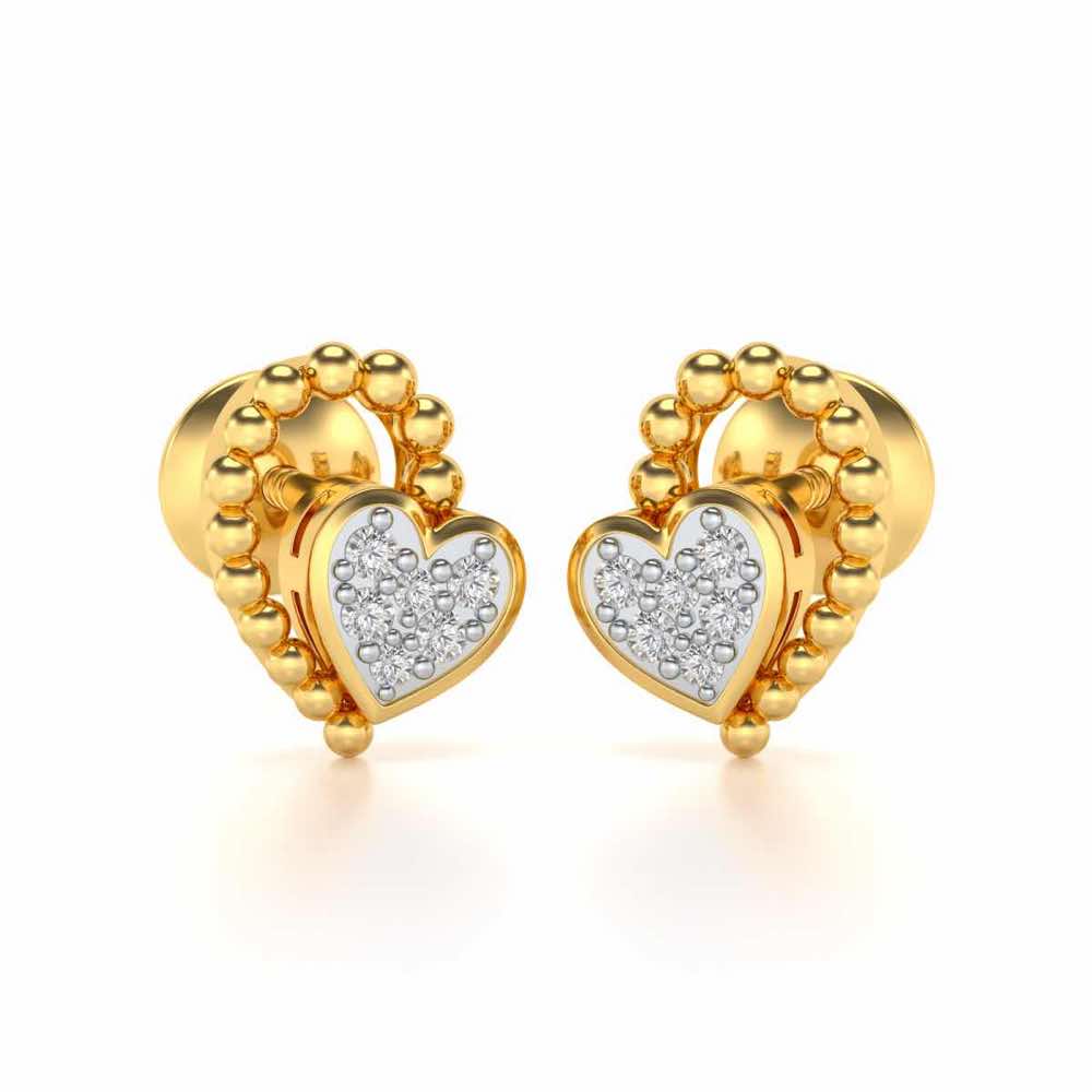 Clutched Heart Silver Earrings - Yellow Gold - Image 2
