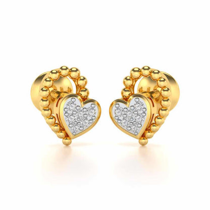 Clutched Heart Silver Earrings - Yellow Gold - Image 2