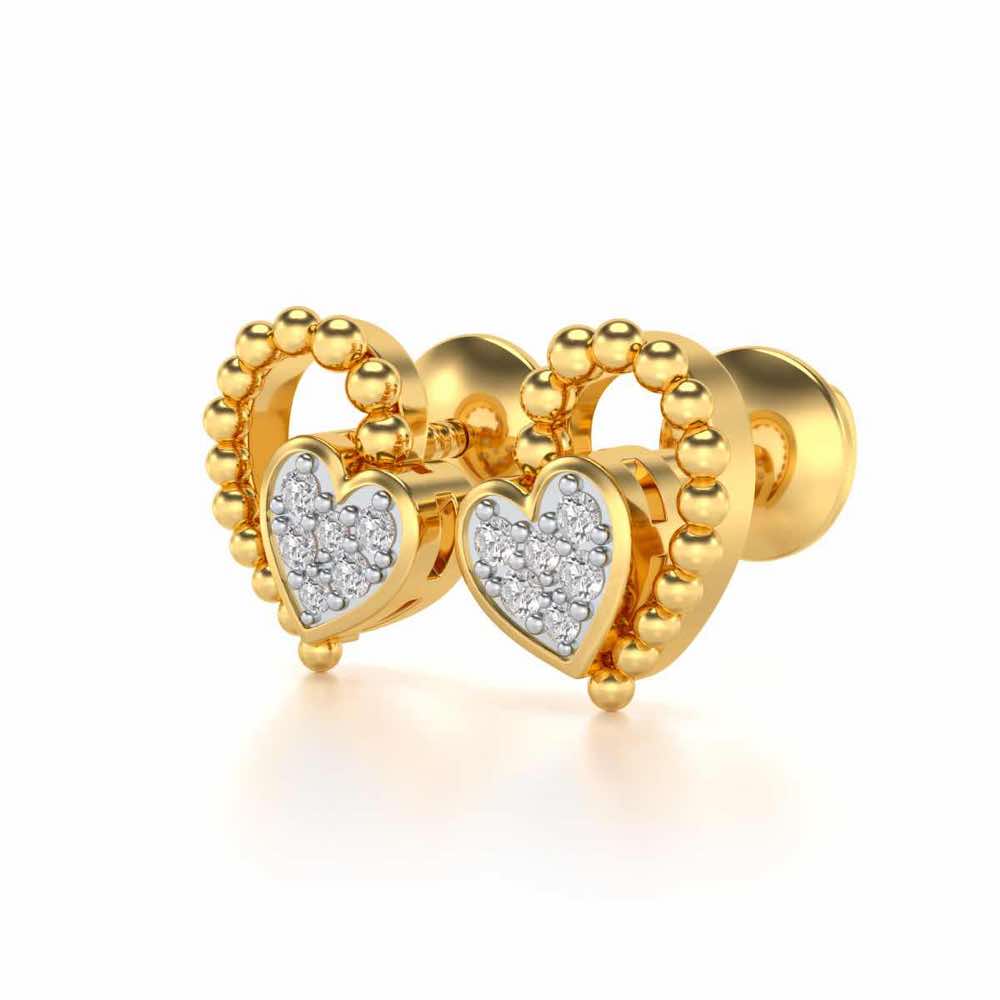 Clutched Heart Silver Earrings - Yellow Gold - Image 3