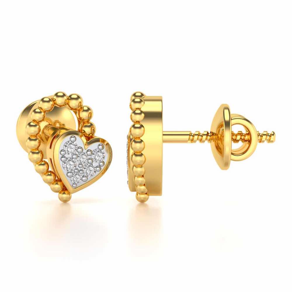 Clutched Heart Silver Earrings - Yellow Gold - Image 4