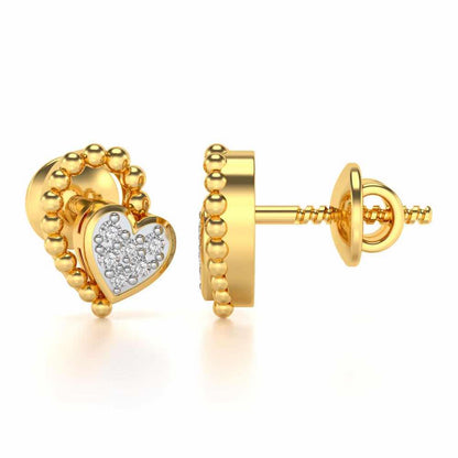 Clutched Heart Silver Earrings - Yellow Gold - Image 4