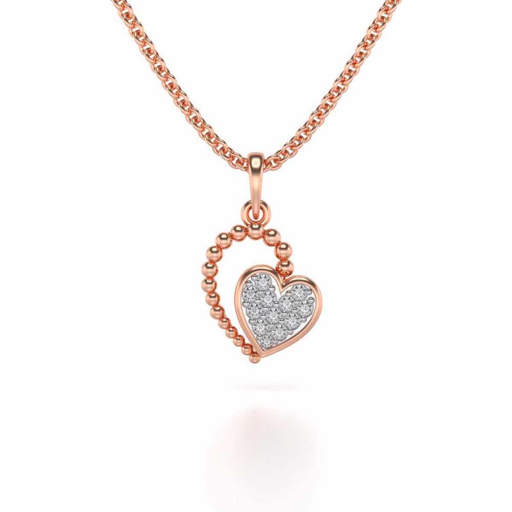 Clutched Heart Silver Pendant Earrings Set - Rose Gold - Image 2