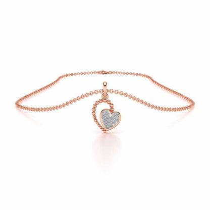 Clutched Heart Silver Pendant Earrings Set - Rose Gold - Image 3