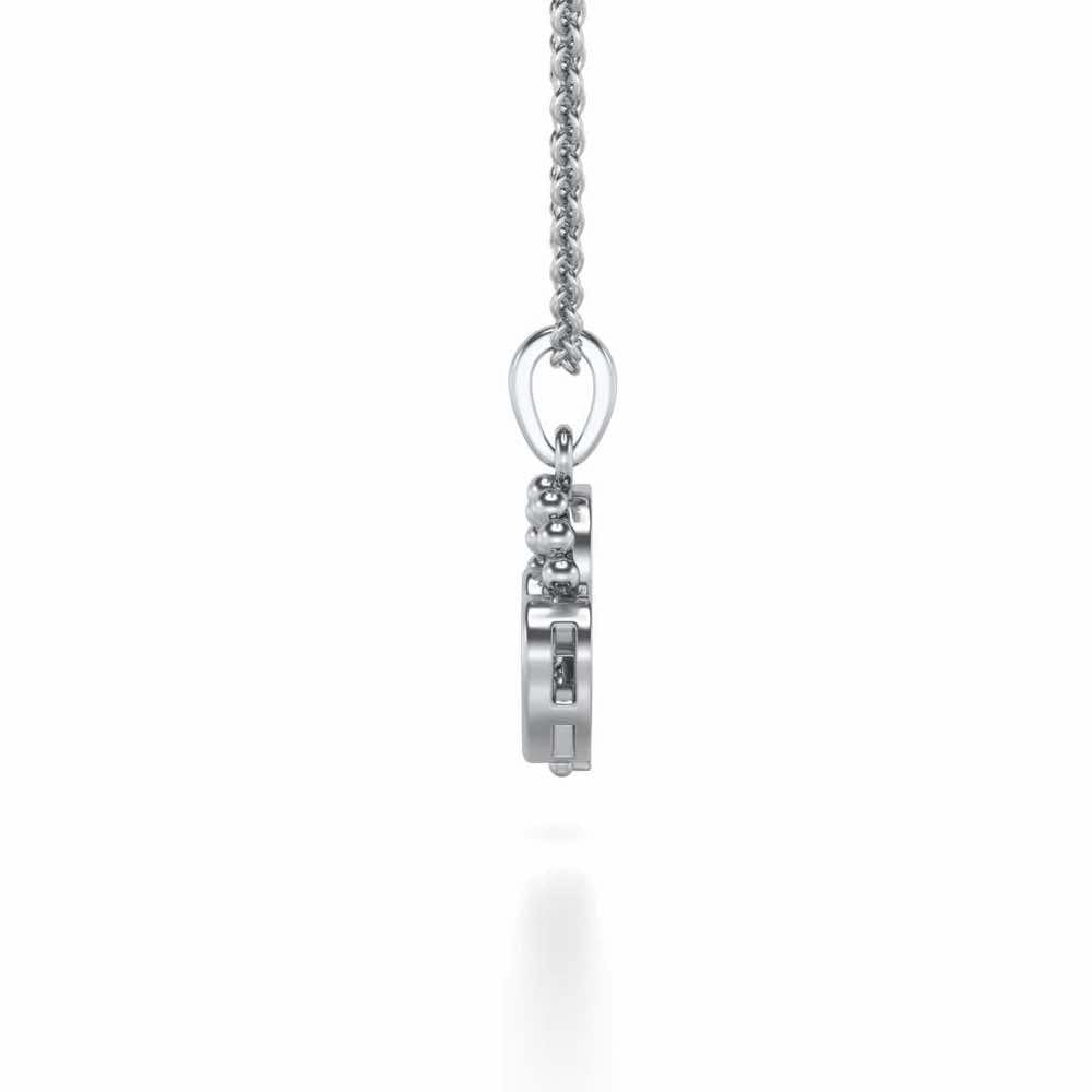 Clutched Heart Silver Pendant Earrings Set - White Gold - Image 4
