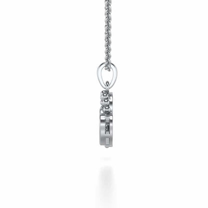Clutched Heart Silver Pendant Earrings Set - White Gold - Image 4
