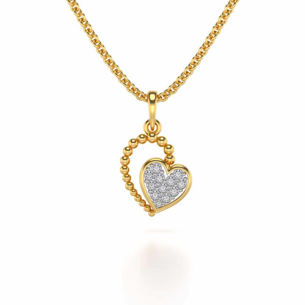 Clutched Heart Silver Pendant Earrings Set - Yellow Gold - Image 2