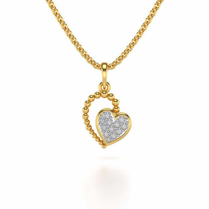 Clutched Heart Silver Pendant Earrings Set - Yellow Gold - Image 2