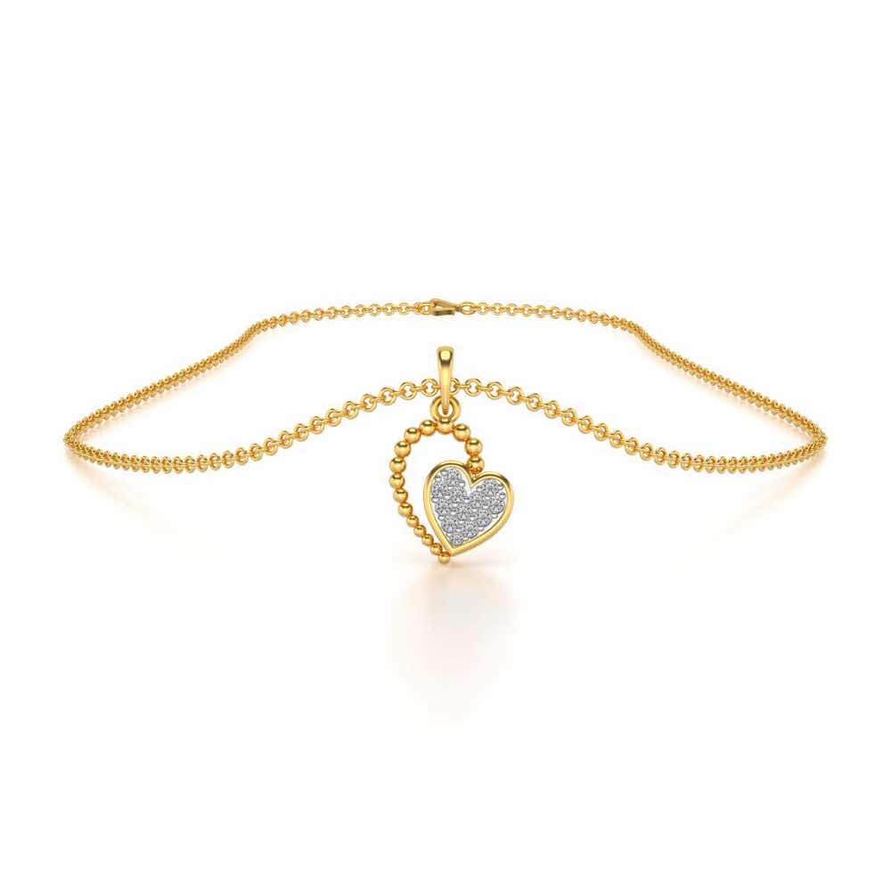 Clutched Heart Silver Pendant Earrings Set - Yellow Gold - Image 3