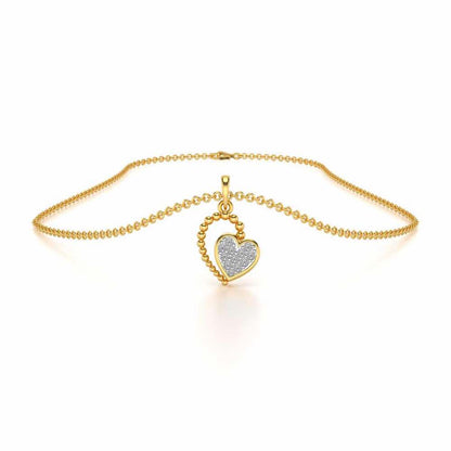 Clutched Heart Silver Pendant Earrings Set - Yellow Gold - Image 3