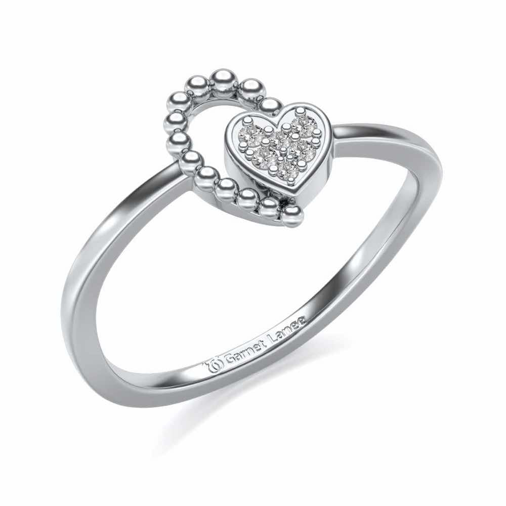 Clutched Heart Silver Ring - White Gold - Image 1