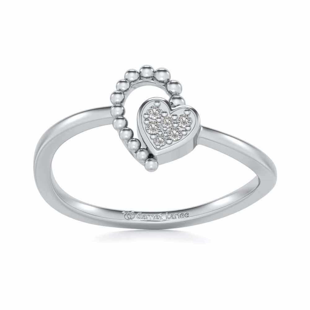Clutched Heart Silver Ring - White Gold - Image 2