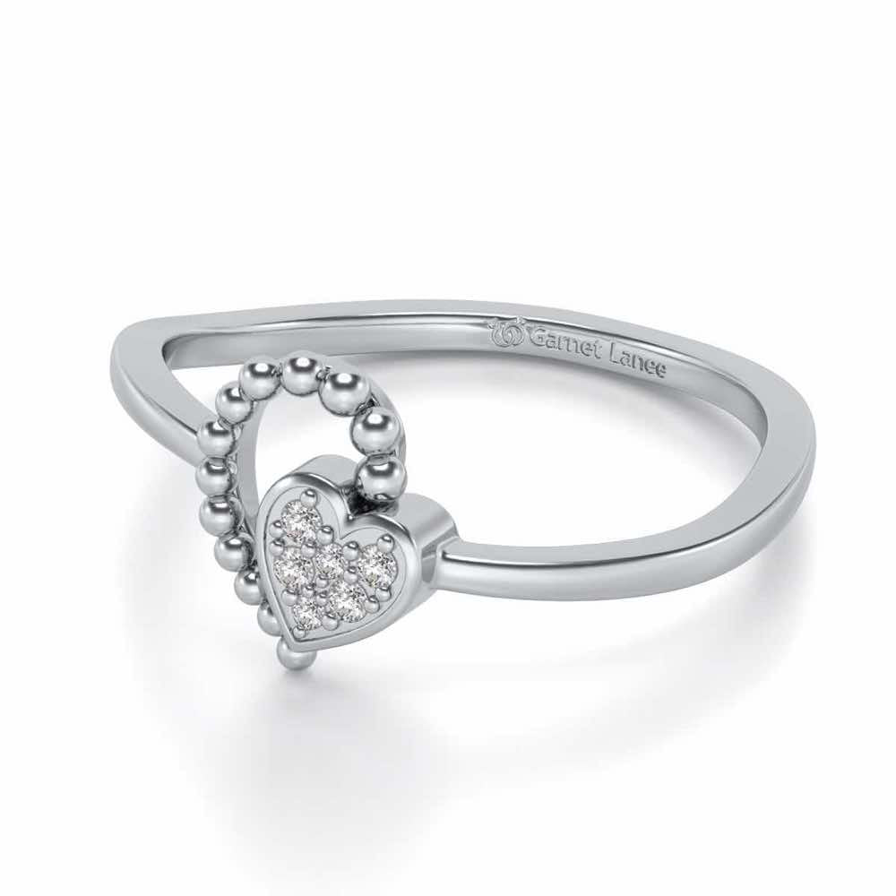 Clutched Heart Silver Ring - White Gold - Image 3