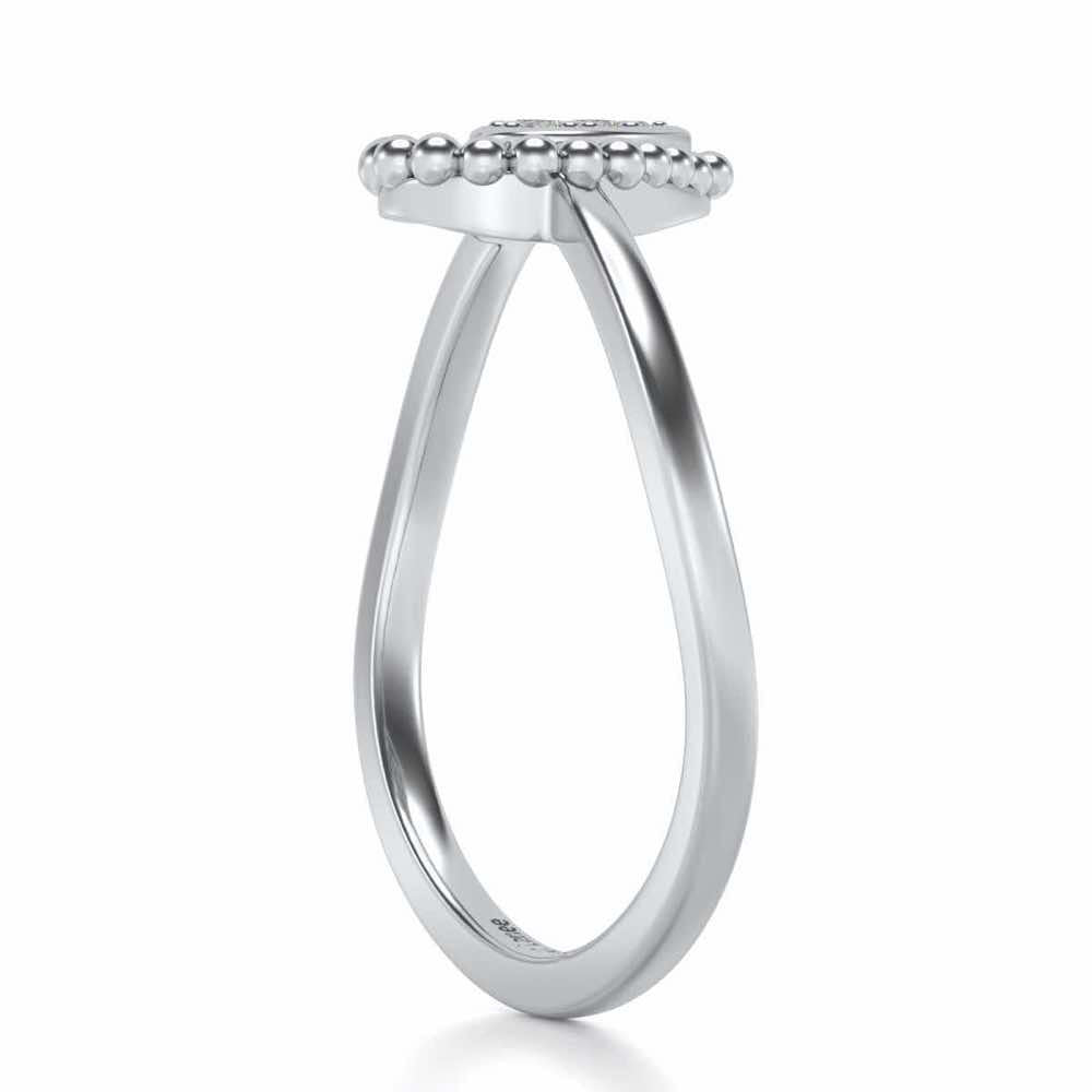 Clutched Heart Silver Ring - White Gold - Image 4