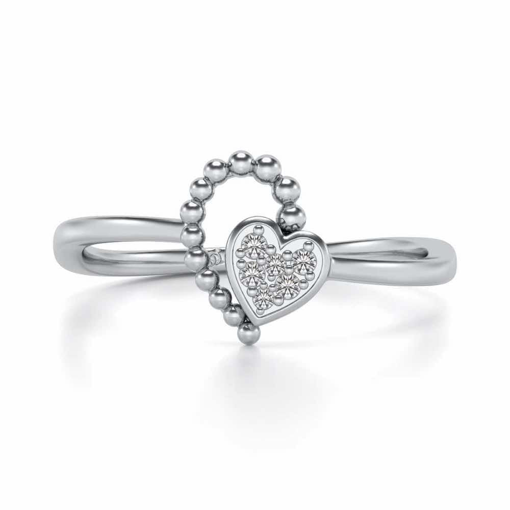 Clutched Heart Silver Ring - White Gold - Image 5