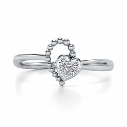 Clutched Heart Silver Ring - White Gold - Image 5