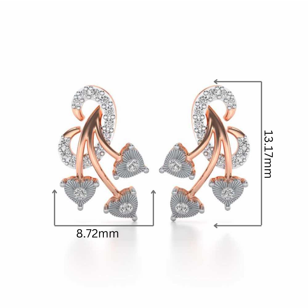 Coeur ramifie Silver Studs - Rose Gold - Image 2