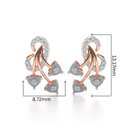 Coeur ramifie Silver Studs - Rose Gold - Image 2