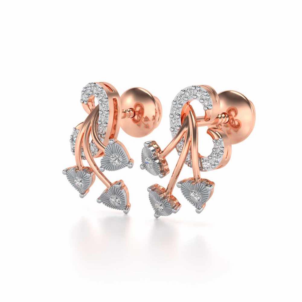 Coeur ramifie Silver Studs - Rose Gold - Image 3