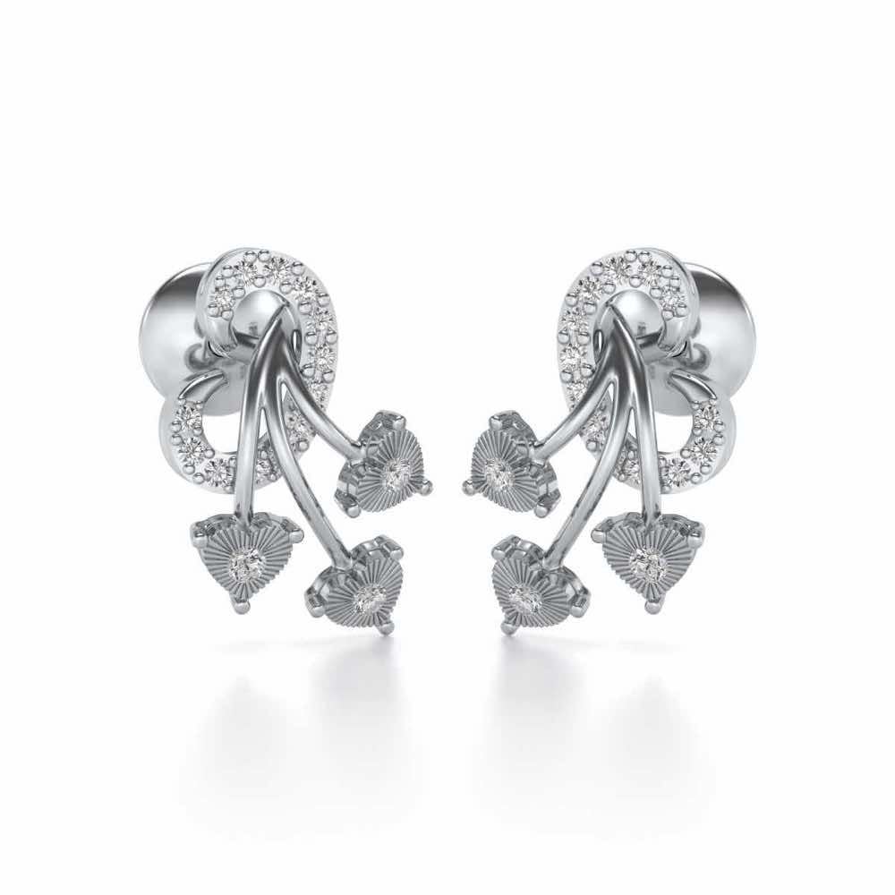 Coeur ramifie Silver Studs - White Gold - Image 1