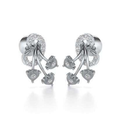 Coeur ramifie Silver Studs - White Gold - Image 1