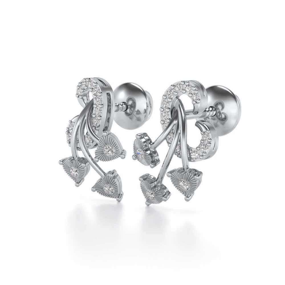 Coeur ramifie Silver Studs - White Gold - Image 3