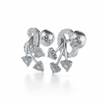 Coeur ramifie Silver Studs - White Gold - Image 3