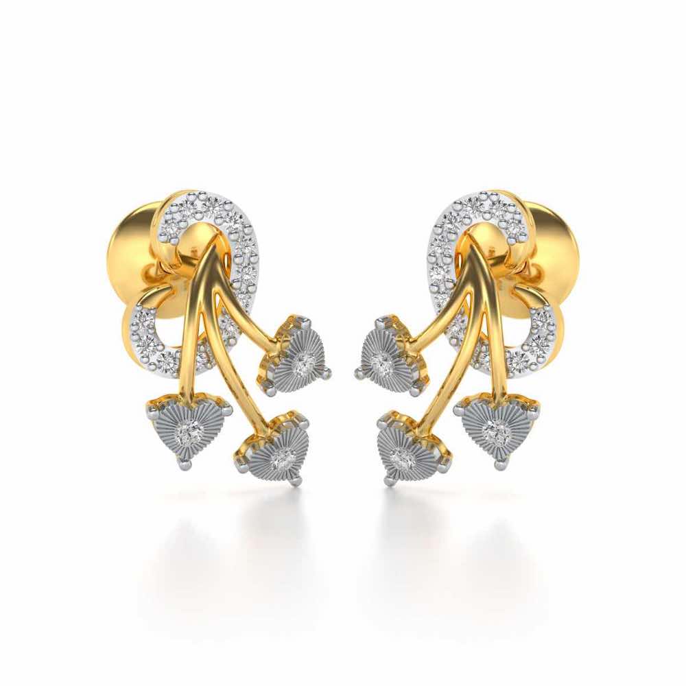 Coeur ramifie Silver Studs - Yellow Gold - Image 1