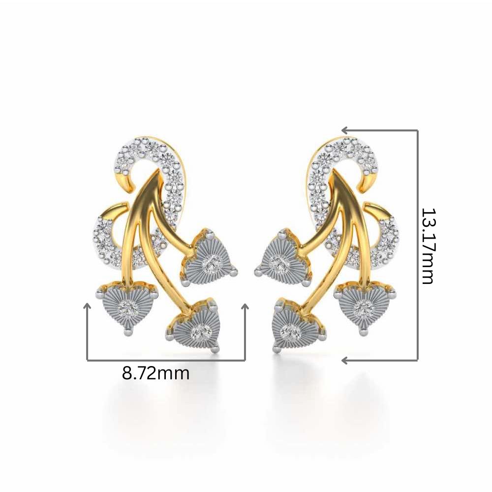 Coeur ramifie Silver Studs - Yellow Gold - Image 2