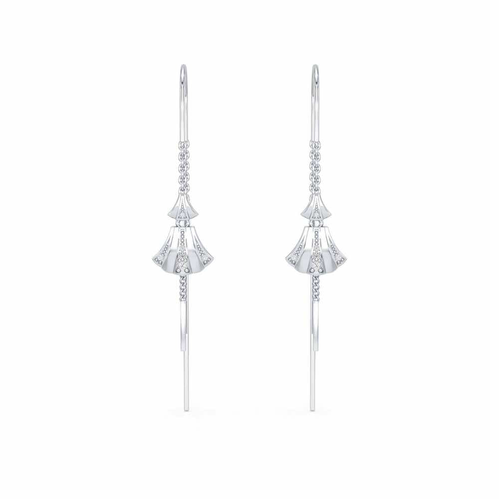 Commit Silver Dangler Earrings - White Gold - Image 1